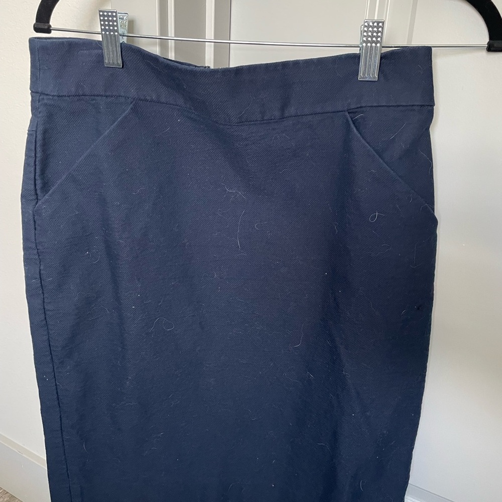 J. Crew Navy Blue Linen Pencial Skirt